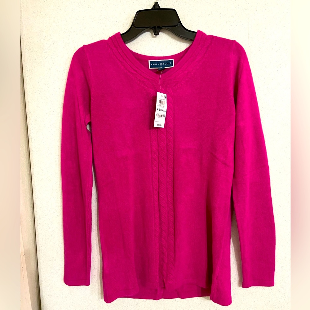 Karen Scott XS Pink Pullover Sweater NWT